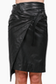 Isabel Marant Black Leather Midi Wrap Skirt sz 36