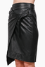 Isabel Marant Black Leather Midi Wrap Skirt Size 36