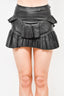 Isabel Marant Black Leather Skirt w/ Ruffle sz 34