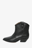 Isabel Marant Black Leather Western Ankle Boots Size 38