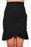 Isabel Marant Black Pleated Distressed Midi Skirt sz 36