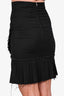 Isabel Marant Black Pleated Distressed Midi Skirt Size 36