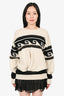 Isabel Marant Cream Alpaca/Wool Blend Aztec Printed Crewneck Sweater Size 34