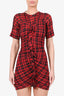 Isabel Marant Etoile Red/Black Check Cotton Ruffle Dress Size 36