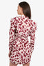 Isabel Marant Etoile White/Burgundy Patterned Ruffled Long-Sleeve Dress size 38
