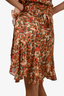 Isabel Marant Red/Beige Floral Silk Blend Flutter Wrap Skirt Size 38