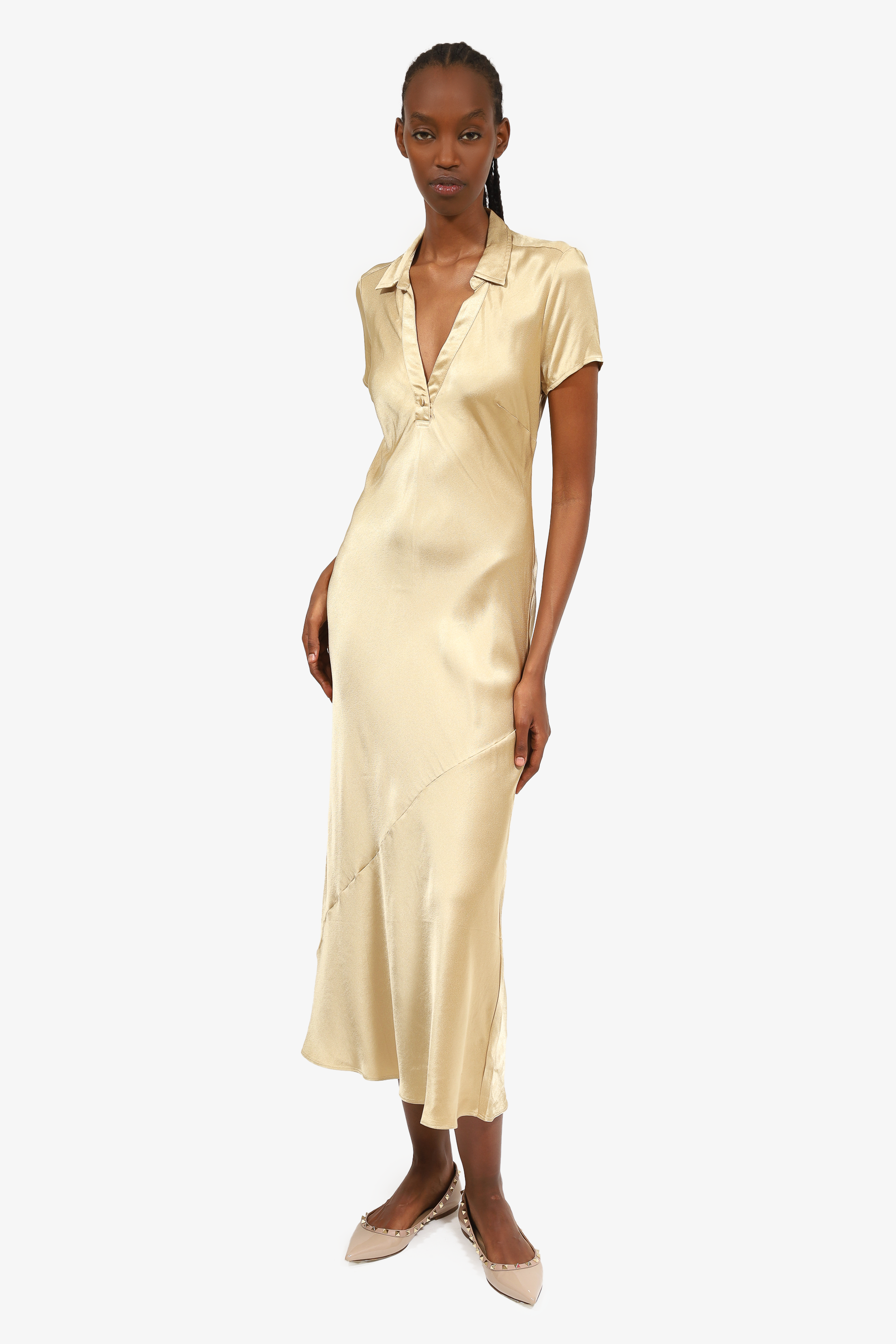 J.Crew Gold Metallic Short Sleeve Maxi Dress Size 2 – Mine & Yours
