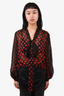 Jean Paul Gaultier Black/Red Silk Patterned Blouse Est. Size S