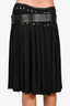 Jean Paul Gautier Black Studded Skirt With Leather Belt Size 40