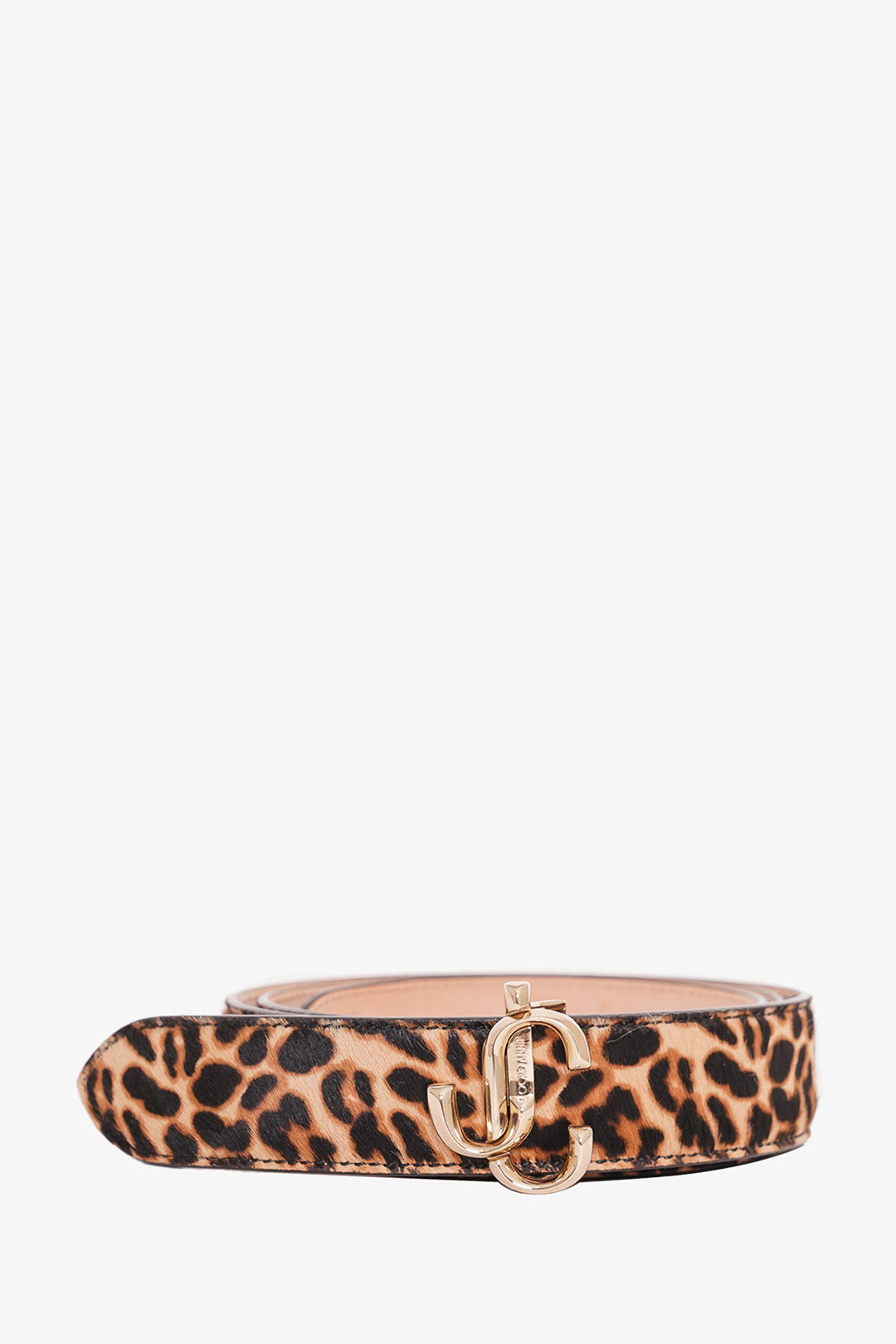 Jimmy Choo Leopard Hair Calf Leather Logo Belt – Mine & Yours display picture 1