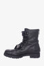 Jimmy Choo Black Leather Floral Crystal Combat Boots Size 38