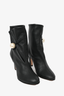 Jimmy Choo Black Leather Pearl Closure Heeled Boots Size 36.5