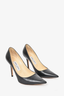 Jimmy Choo Black Leather Pointed Toe Heels Size 38.5
