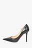 Jimmy Choo Black Leather Pointed Toe Heels Size 38.5