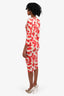 Just Cavalli Floral Print Red Tulip Mini Dress Long Sleeves Size 40