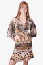 Just Cavalli Multicolor Animal Print Ruffle Top with Skirt Set Size 40