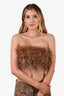 LAMARQUE Taupe Feather Bandeau Top Size XS