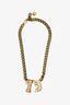 Lanvin Antique Gold Toned Chain Necklace With Crystal '13' Pendant