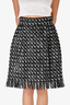 Lanvin Black And White Wool Pattern Fringe Skirt Size 36