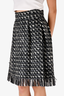 Lanvin Black And White Wool Pattern Fringe Skirt Size 36