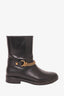 Lanvin Black Leather Chain Ankle Boots Size 38.5