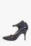 Lanvin Black Leather Pump with Suede Ankle Button Closure Size 39