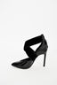 Lanvin Black Leather Suede Wrap Pointed Toe Heels Size 37