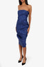 Lanvin Blue Row Silk Strapless Dress Size 42