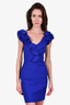 Lanvin Blue Ruffle Off-Shoulder Bodycon Dress Size 34