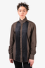 Lanvin Brown/Black Silk Button Up Shirt with Front Pleated Panelling Size 39/15 Mens