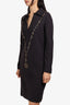 Lanvin Grey Wool V-Neck Dress with Gem Embellishments Size 36