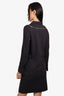 Lanvin Grey Wool V-Neck Dress with Gem Embellishments Size 36