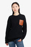 Loewe Black Wool Tan Anagram Pocket Sweater Size XL Mens