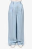LouLou Studio Blue Linen Blend Pleated Trousers Size S