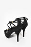 Louis Vuitton Black Suede Bow Strappy Peep-Toe Heels Size 36