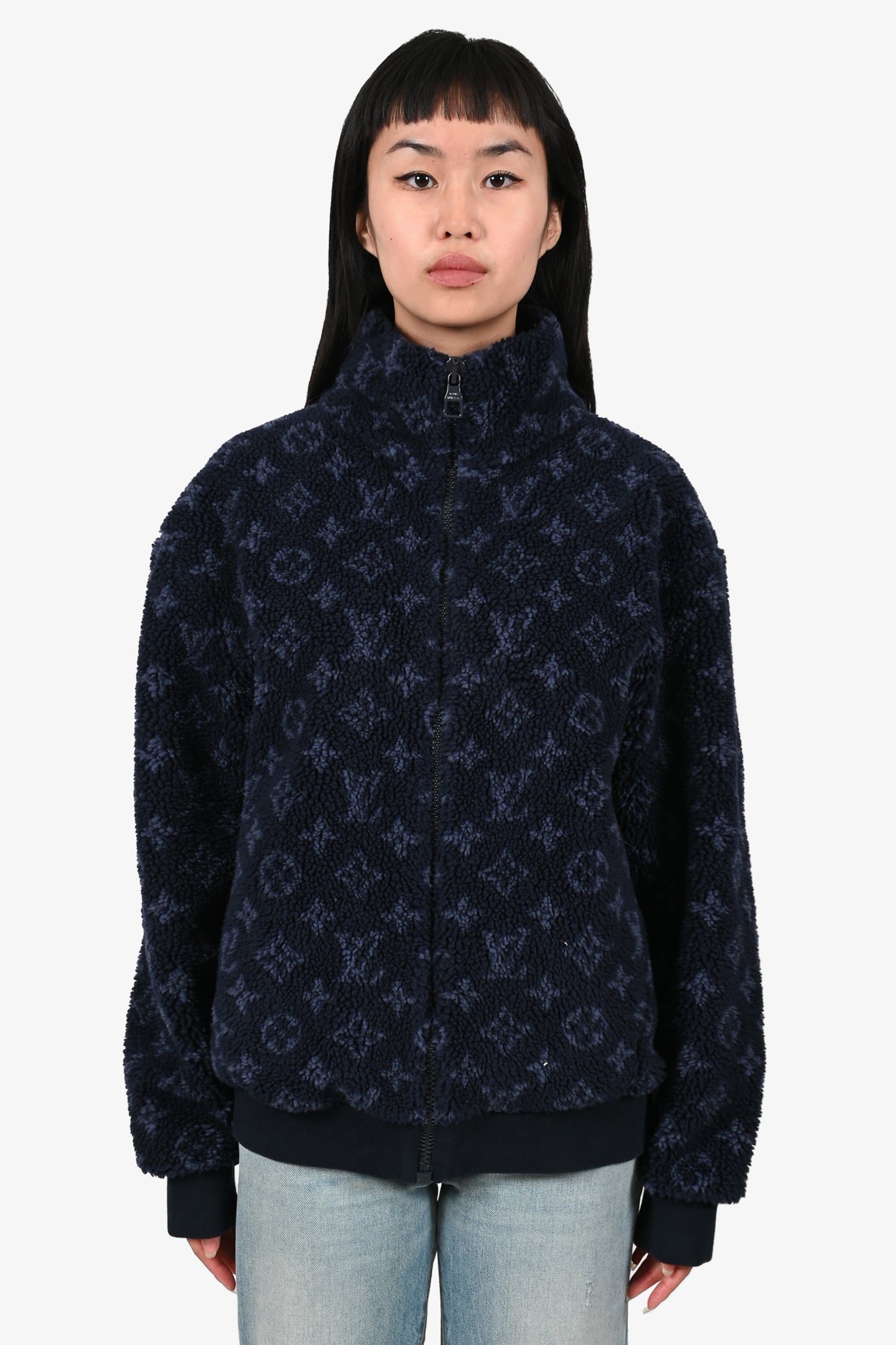 Louis Vuitton Navy Fleece Monogram Teddy Zip Size S – Mine Yours