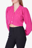 Love Shack Fancy Pink Cashmere Cropped Cardigan with Bows Size M