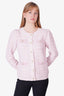 Love Shack Fancy Pink/White Tweed Cardigan with Gold Buttons Size M