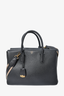 MCM Black Grained Leather 'Milla' Large Tote Bag with Canvas Strap