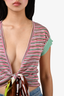 M Missoni Pink Multicoloured Striped Knit Tie Front Top Size 2