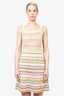 M Missoni White/Neon Green Striped Knit Tank Dress sz 38