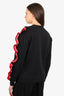MSGM Black/Red Ruffle Long Sleeve Detail Logo Sweater Size S