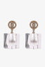 Pre-loved Chanel™ 2019 Gold Tone Crystal Lucite Pearl CC Drop Earrings