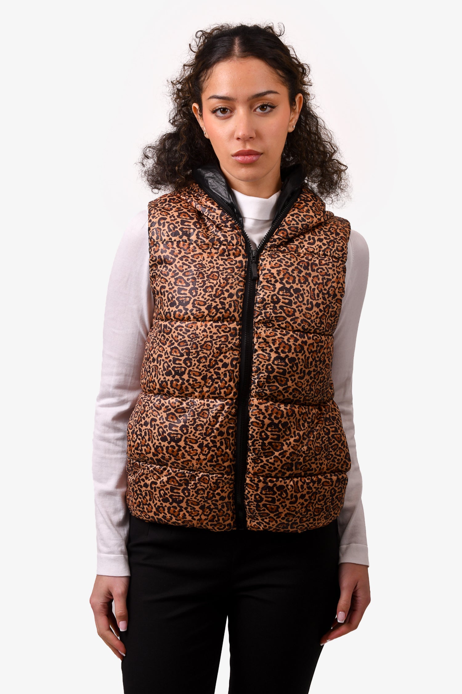 ジャケット・アウター 737 Corduroy Leopard Oversized Down Vest Women's Vest- Plus Size Vest- Leopard Print Vest- Puffer