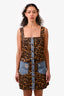 Nicole Miller Leopard Print Dress with Denim and Button Detail Size S