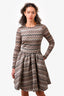 Maje Gold/Beige Zig-Zag Knit Dress Size 2