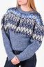 Paco Rabanne Blue Wool Blend Cropped Sweater with Metallic Detail Size L