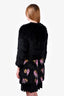 Love Token Black Rabbit knit Coat with Yellow/Purple Detail Size S