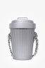 Moschino Silver Trash Can Shoulder Bag with Chain Strap