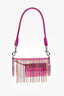 Area Pink/PVC Crystal Fringe Shoulder Bag with Attached Wallet